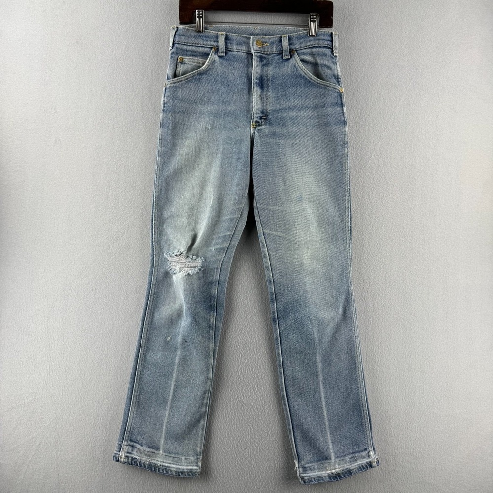 Vintage Lee Jeans Mens Fits 30x30 80s Talon Zip Slim Bootcut Stretch‎ Distressed